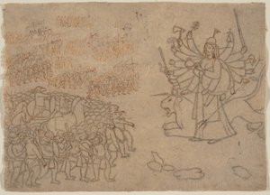 Durga Şeytanın Ordusuyla Yüzleşiyor Chikshura: Devi Mahatmya