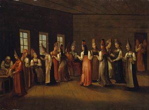 Tüccar evinde düğün arifesi partisi, 19. yüzyılın ilk çeyreği by Unbekannt