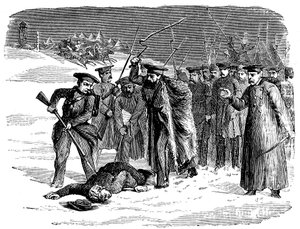 Sürgün edilen Rus mahkumun disiplin cezası alması, 1874 by Unbekannt