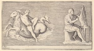 Deniz Keçisi Üzerine Figür, Adam Oyma Kanadı, yayınlanmış ca. 1599-1622. by Unbekannt