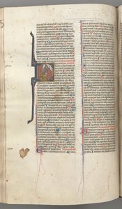 fol. 220v, Mezmur 38, baş harfi D, David diz çökmüş, yukarıdaki Tanrı