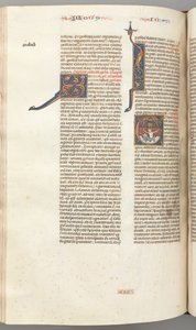 fol. 357v, Jonah, baş harfi E, Jonah balina tarafından yutuldu, yukarıda duvarlarla çevrili bir şehir, c. 1275- by Unbekannt