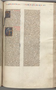 fol. 370r, Maccabees I, baş harfi E, Mathathias putperest Yahudi