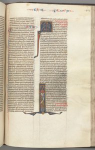 fol. 404r, Mark, tarihlendirilmiş ilk I, Mark bir parşömenle ayakta, c. 1275-1300. by Unbekannt