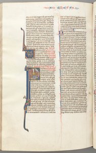 fol. 454v,Selanikliler I, ilk P harfini tarihlendirdi, Paul bir kılıç ve bir kitapla oturdu..., c. 1275-13 by Unbekannt