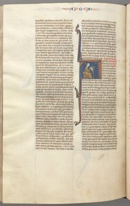 fol. 482v, Revelations, baş harfi A, John bir masada oturmuş..., c. 1275-1300. by Unbekannt