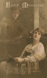 Fond Memories, bir askerden sevgilisine gönderilen romantik kartpostal by Unbekannt
