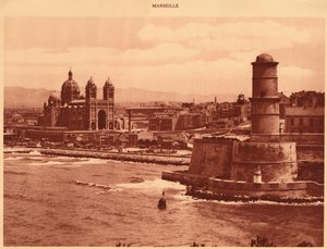 Fort St. Jean ve Katedral, Marsilya, 1930. by Unbekannt