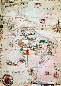Orta ve Güney Amerika Fransız Haritası, Fransızca, 1550 by Unbekannt