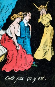 Fransız zina karikatür kartpostalı, c1900 by Unbekannt