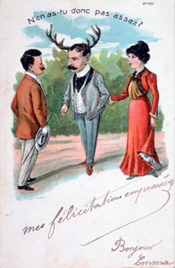 Fransız zina karikatür kartpostalı, c1900 by Unbekannt