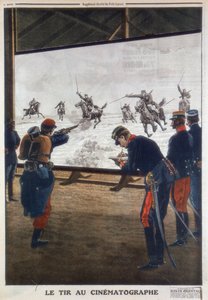 Fransız askerleri, tüfek talimi için bir süvari hücumunun filmini kullanıyor, 1912 by Unbekannt