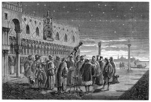 Galileo teleskopunu gösteriyor, Venedik, 1609 1870 by Unbekannt