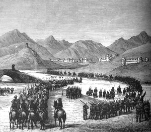 Sir Donald Stewart, c1880 karşılamak için yolda Logar Nehri