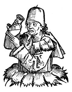 Gentile da Foligno, 14. yüzyıl İtalyan doktoru, idrar örneğini inceliyor, 1493 by Unbekannt