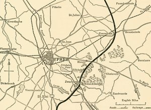 Ypres, Flanders, Birinci Dünya Savaşı, 1915, c1920 yakınlarındaki Alman mevzileri. by Unbekannt