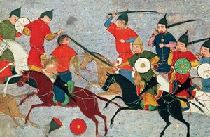 Cengiz Han savaşta. Jami al-tawarikh Universal History