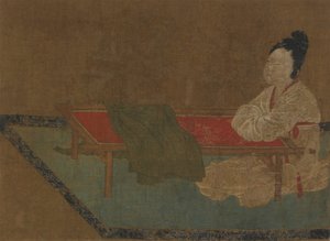 Bir nakış çerçevesine oturan kız, Ming hanedanı, 15. yüzyıl. by Unbekannt