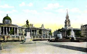 Gordons Heykeli ve Ulusal Galeri, Trafalgar Meydanı, Londra, 20th Century by Unbekannt