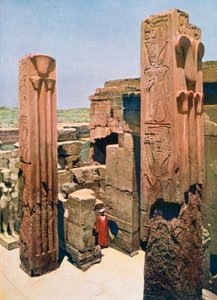 Lotus ve papirüs süslemeli granit sütunlar, Amun-Re Tapınağı, Karnak, Mısır, 20. yüzyıl by Unbekannt