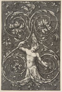 Alt gövdeli ve akantus başlı erkek figürlü grotesk tomarlar, yakl. 1515-1600. by Unbekannt