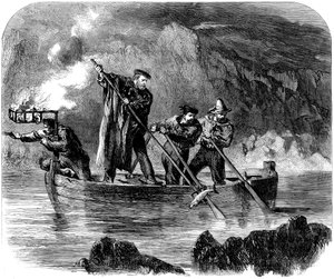 Giuseppe Garibaldi geceleri Caprera açıklarında zıpkınla balık avlarken, 1860-61 by Unbekannt