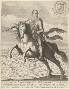 Gustavus Adolphus arka planda Pomeranya haritasının önünde, 1630 by Unbekannt