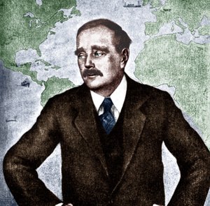 H G Wells - İngiliz romancı, gazeteci, sosyolog ve tarihçinin portresi, c. 1933. 21 Eylül 1866 - 13 Ağustos 1946. Dünyalar Savaşı. by Unbekannt