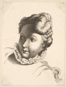 Ruff Giyen Kadın Başı, Livre de Têtes Gravées dapres F. Boucher ve ..., 18. yüzyıl. by Unbekannt