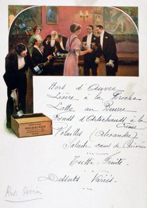 Bir menüde Heidsieck Şampanya reklamı, 19. yüzyıl by Unbekannt
