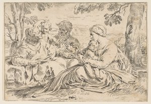 Aziz Elizabeth ve Vaftizci Yahya ile Kutsal Aile, tersten kopyalayın..., ca.1639 veya sonrası. by Unbekannt