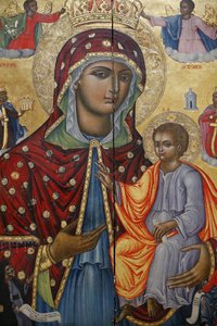 Kutsal Kabir Kilisesi, Yunan Ortodoks Katolikosu, Meryem Ana ve çocuk ikonu, Kudüs, İsrail by Unbekannt