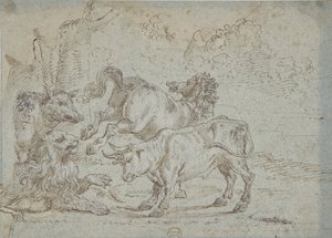 At, Boğa, Aslan ve Domuz, 17. yüzyıl. by Unbekannt