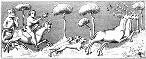 Köpeklerle geyik avı, 14. yüzyıl 1849 by Unbekannt