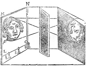 Camera obscura ilkesinin çizimi, 1671 by Unbekannt