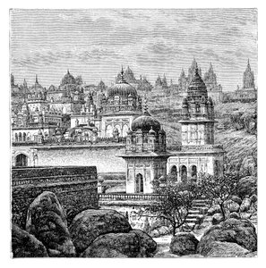 Jaina tapınakları, Junagadh, Gujarat, Hindistan, 1895 by Unbekannt