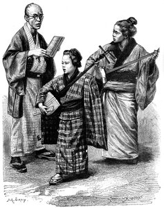 Japon müzisyenler ve bir satıcı, 1895 by Unbekannt