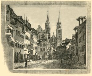 Karolinen-Strasse ve St. Lawrence Kilisesi, Nürnberg, 1890. by Unbekannt