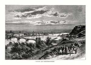 Koblenz ve Ehrenbreitstein Kalesi, Almanya, 1879 by Unbekannt