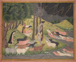 İnekleri Çağıran Krishna, c. 1780-1790. by Unbekannt