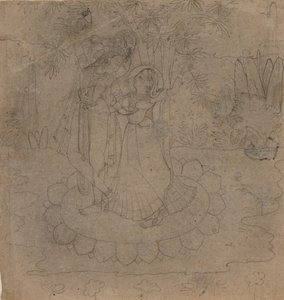 Krishna ve Radha, 19. yüzyılın sonlarında ve 20. yüzyılın başlarında bir Lotus üzerinde Duruyor. by Unbekannt
