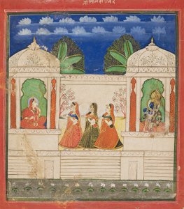 İki pavyonda Krishna ve Radha, 19. yüzyıl by Unbekannt