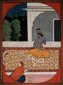 Krishna çelenkini atar, c1800 by Unbekannt