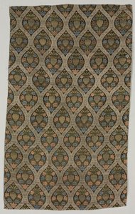 Ogival kafeste çiçekleri olan Lampas parçası, 1600