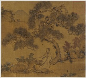 Manzara: çamın altında bir adam, Ming hanedanı, 1368-1644. by Unbekannt