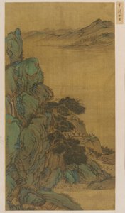 Manzara: bir dağ yamacı, geniş bir dere ve uzak tepeler, Ming hanedanı, 1368-1644. by Unbekannt