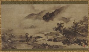 Manzara: dağlar, sis ve dere, Edo dönemi, 18. yüzyıl. by Unbekannt