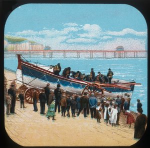 Cankurtaran botunun denize indirilmesi, c1900. by Unbekannt