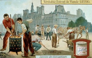 Paris caddesinde asfalt bazlı bir yüzey döşemek, c1900 by Unbekannt