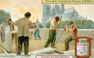 Bir Paris caddesine kaldırım döşemesi döşemek, c1900 by Unbekannt